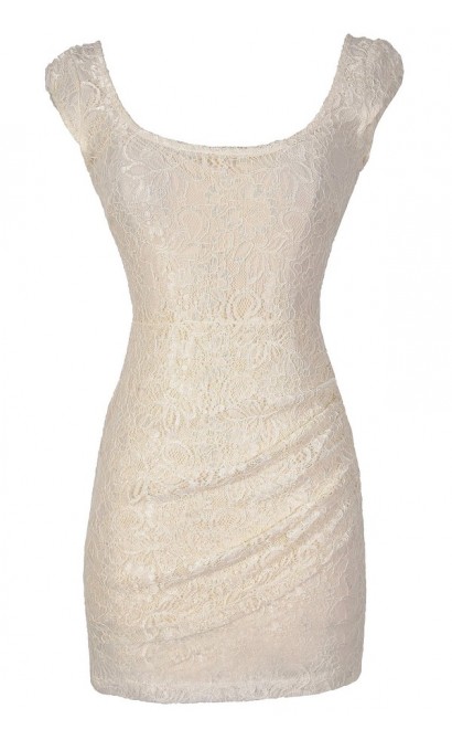 Morning Mist Lace Bodycon Dress in Ivory